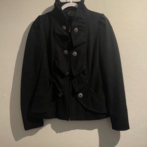 Anthropologie Idra Black Ruffle Jacket Size: 6